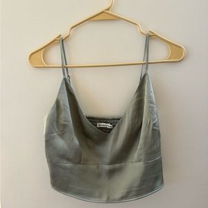 Abercrombie and fitch silky green tank top crop top